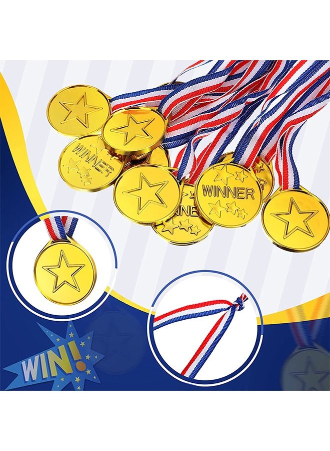 انت ميداليات فائزة من 30 قطعة للأطفال ، ميداليات بلاستيكية ذهبية مع شريط ، ميداليات اليوم الرياضي للزينة المفضلة لحفلات الأطفال ، جوائز المسابقات الرياضية - Image 3