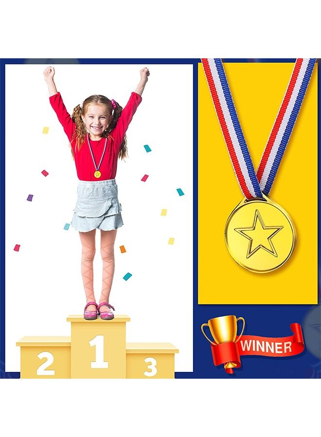 انت ميداليات فائزة من 30 قطعة للأطفال ، ميداليات بلاستيكية ذهبية مع شريط ، ميداليات اليوم الرياضي للزينة المفضلة لحفلات الأطفال ، جوائز المسابقات الرياضية - Image 4
