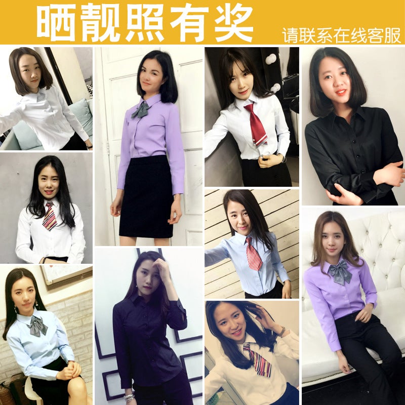 Men'S And Women'S Pure White Long-Sleeved Professional Shirt Business Dress White-Collar Work Clothes Coffee Shop Waiter Shirt - Image 4