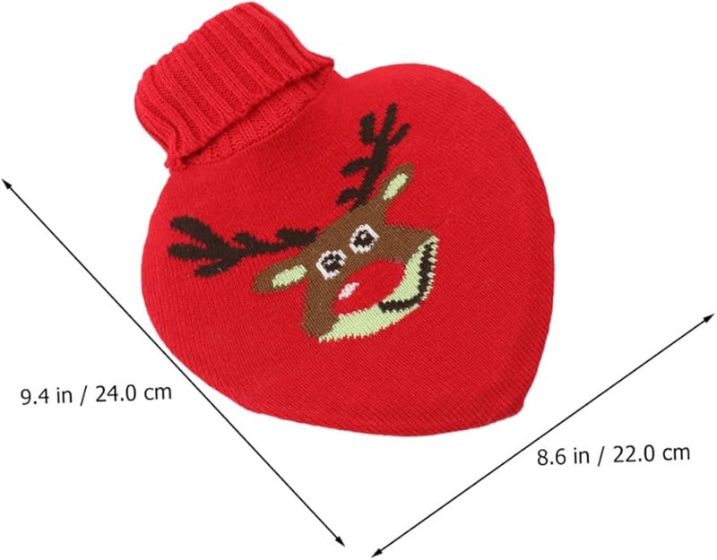 Knitted Heart Shaped Hot Water Bottle with Cover Leak Proof Warm Water Bag for Women Winter Gift - Image 5