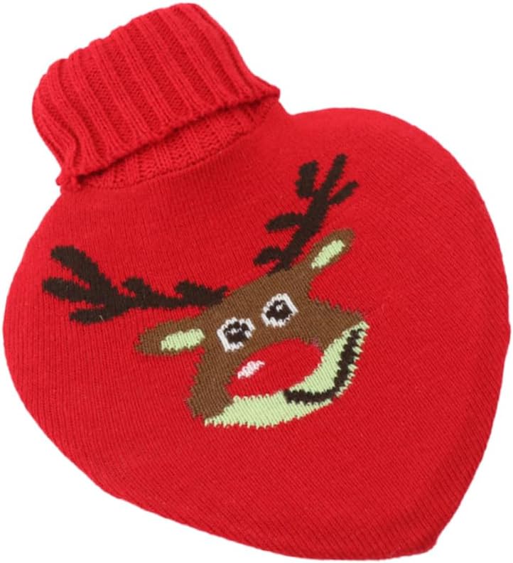 Knitted Heart Shaped Hot Water Bottle with Cover Leak Proof Warm Water Bag for Women Winter Gift - Image 2