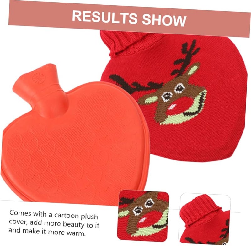Knitted Heart Shaped Hot Water Bottle with Cover Leak Proof Warm Water Bag for Women Winter Gift - Image 3