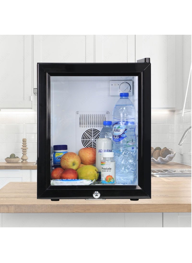 Rubik - Mini Fridge with Key Lock, Glass Door AC 220V Beverage Refrigerator Cooler for Food Drinks Skincare Great for Home Office Hotel (30 Liters Capacity) - Image 1