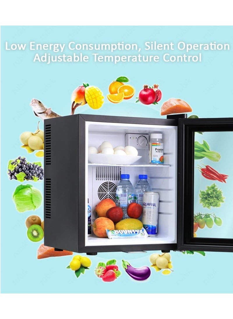 Rubik - Mini Fridge with Key Lock, Glass Door AC 220V Beverage Refrigerator Cooler for Food Drinks Skincare Great for Home Office Hotel (30 Liters Capacity) - Image 1