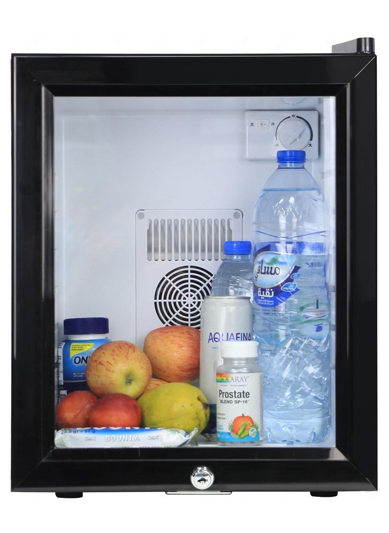 Rubik - Mini Fridge with Key Lock, Glass Door AC 220V Beverage Refrigerator Cooler for Food Drinks Skincare Great for Home Office Hotel (30 Liters Capacity) - Image 1