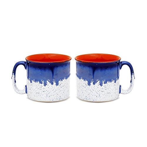 Caffeine Ceramic Stoneware Handmade Blue & White Studio Maggie Mug 500ml (Set of 2) - Image 2