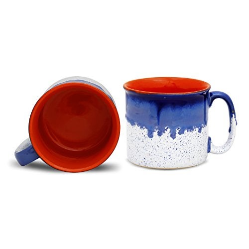 Caffeine Ceramic Stoneware Handmade Blue & White Studio Maggie Mug 500ml (Set of 2) - Image 5