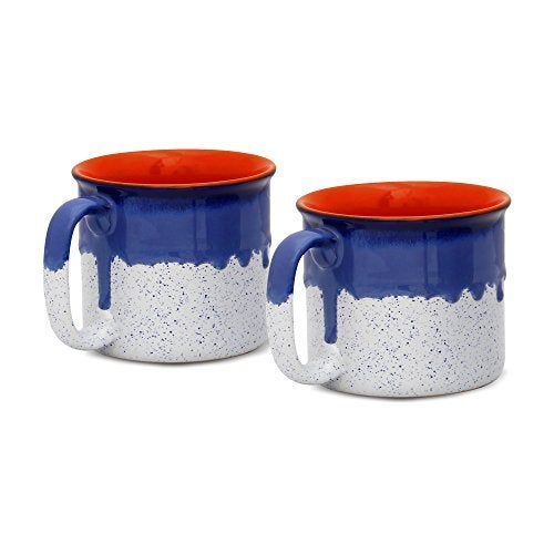 Caffeine Ceramic Stoneware Handmade Blue & White Studio Maggie Mug 500ml (Set of 2) - Image 1