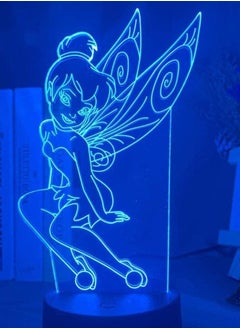 althiqahkey 3D Illusion Lamp LED Multicolor Night Light of Fairy Bell Fairy Figure for Girls the Bedroom Decor Colorful Gift Princess Tinkerbell for Children's Room Decoration  - Image 1