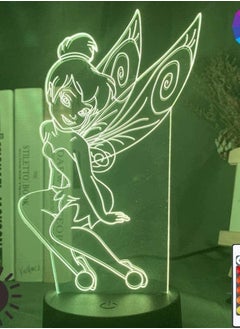 althiqahkey 3D Illusion Lamp LED Multicolor Night Light of Fairy Bell Fairy Figure for Girls the Bedroom Decor Colorful Gift Princess Tinkerbell for Children's Room Decoration  - Image 2