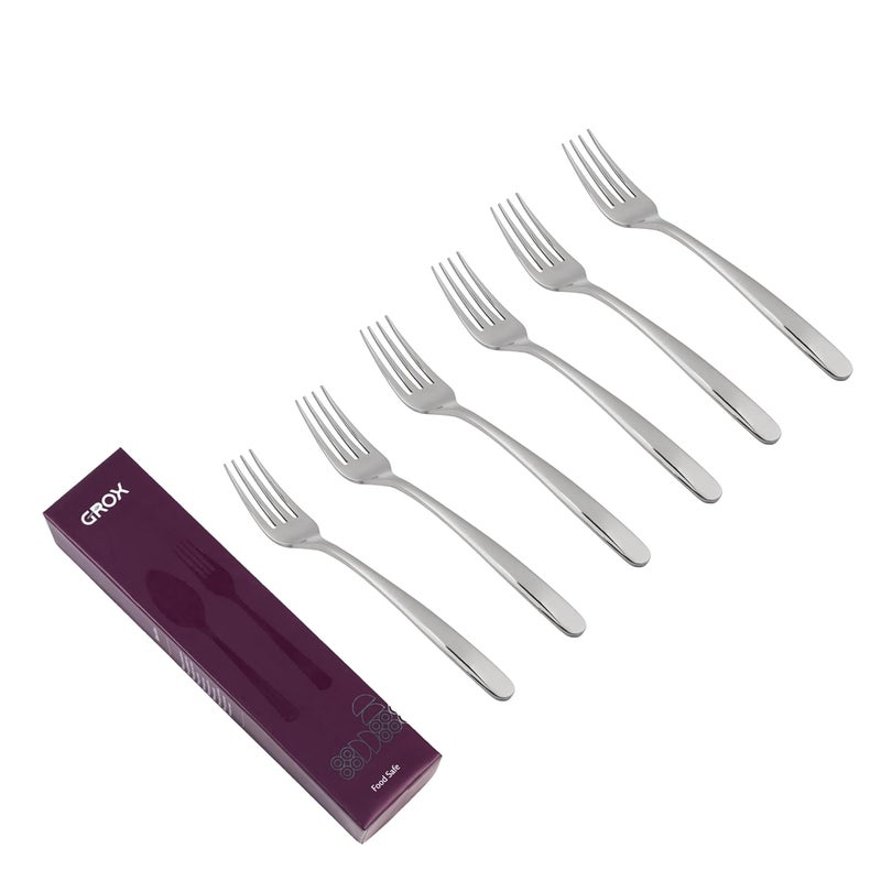 GROX GROX Stainless Steel Premium Classic Regular Fork Silver Set of 6 21 cm - Image 1