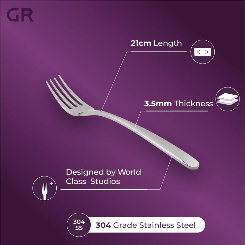 GROX GROX Stainless Steel Premium Classic Regular Fork Silver Set of 6 21 cm - Image 3