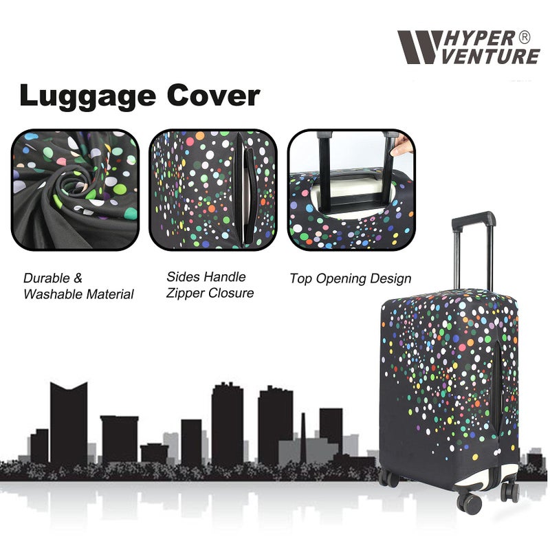 HYPER VENTURE Washable Luggage Cover - Fashion Suitcase Protector Fits 23-26 Inch Luggage (Color Dots, M) - Image 2