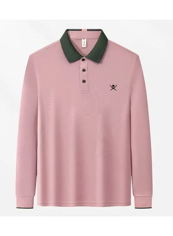 HACKETT LONDON Contrasting Lapel Long Sleeve Polo Shirt Men and Women Spring and Autumn Cotton Casual Bottom Shirt - Image 3
