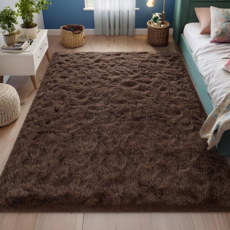FALARK 8x10 Extra Large Shag Area Rug for Living Room, Fluffy Soft Plush Dark Brown Rugs for Living Room Decor, Big Shaggy Floor Carpet, Thick Non Slip Rectangle Carpets for Home Decor - Image 2