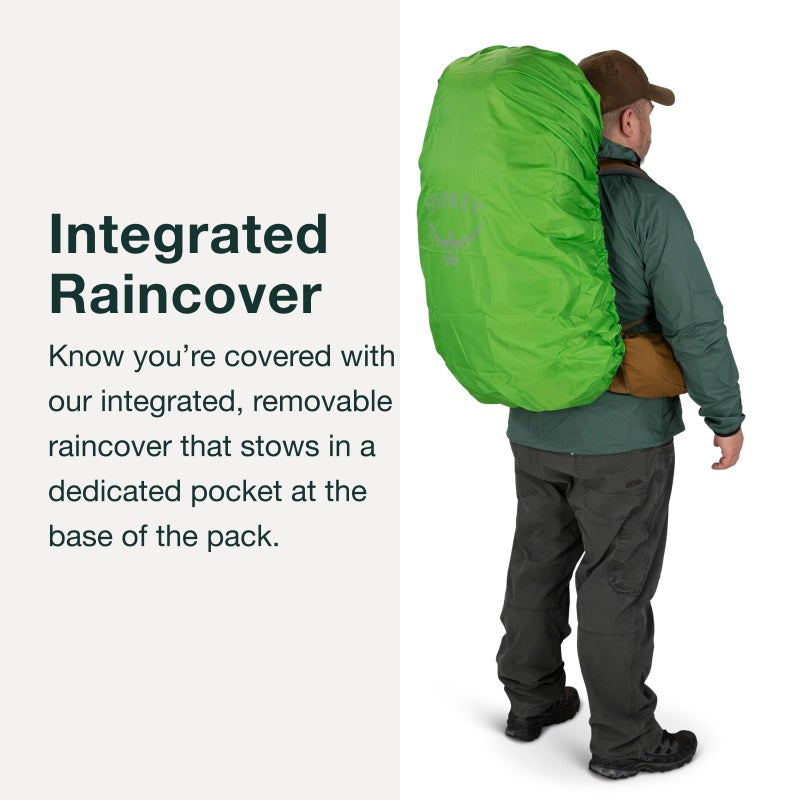 OSPREY حقيبة ظهر أوسبري روك 65 لتر للرجال، رمادي داكن/فضي - Image 5