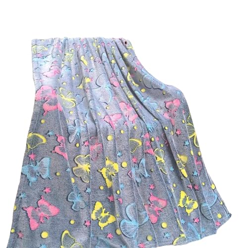 KTrading The Dark Blanket Cartoon Print Blankets for Kids Light Weight Soft Cozy All Weather Blanket Bedroom Decor Pack of 1 Butterfly Blanket - Image 1