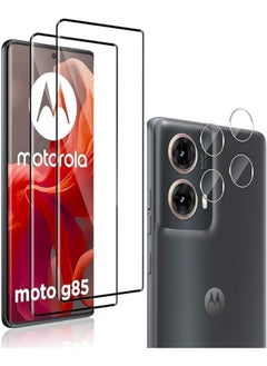 [2+2 Pack] Screen Protector Compatible with Motorola Moto G85 5G + Camera Lens Protector, 9H Hardness Tempered Glass No Bubbles Film Tempered Glass for Moto G85