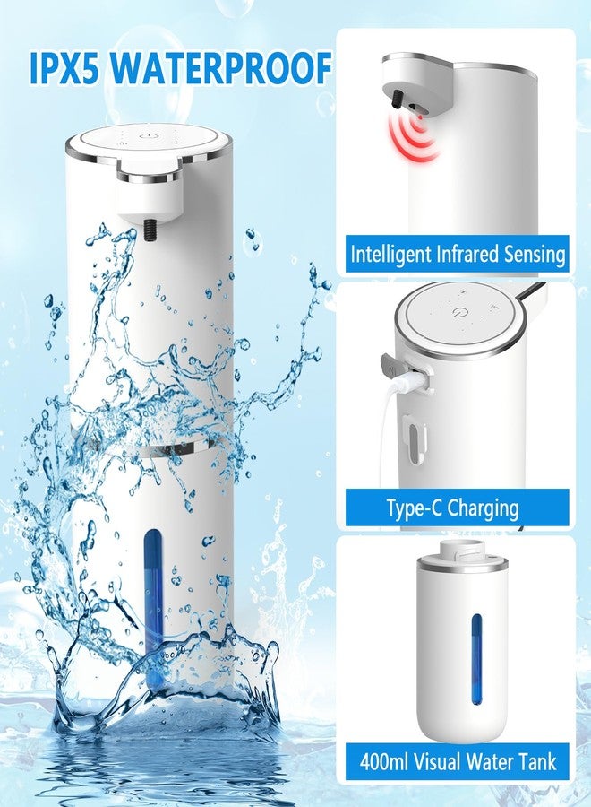 Aeergured موزع صابون أوتوماتيكي بدون لمس، قابل لإعادة الشحن عبر منفذ USB، موزع صابون رغوي أوتوماتيكي، سعة 380 مل، 4 مستويات قابلة للتعديل، بطارية 1500 مللي أمبير، يُثبت على الحائط، مناسب للحمام والمطبخ، لغسل الأطباق واليدين - Image 3