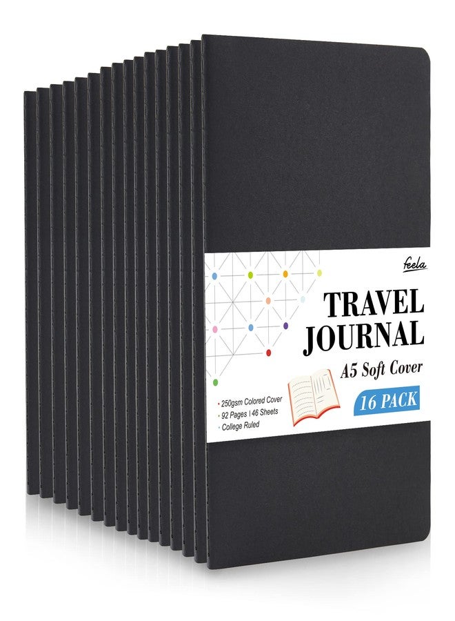 Feela 16 Pack Soft Cover Journal Bulk, Feela Lined Notebooks College Ruled for Work for Women Girl Writing, Blank Travel Journal Note Taking Notebook School Business Supplies, 8.2” x 5.5”, A5, Dark Green - Image 1