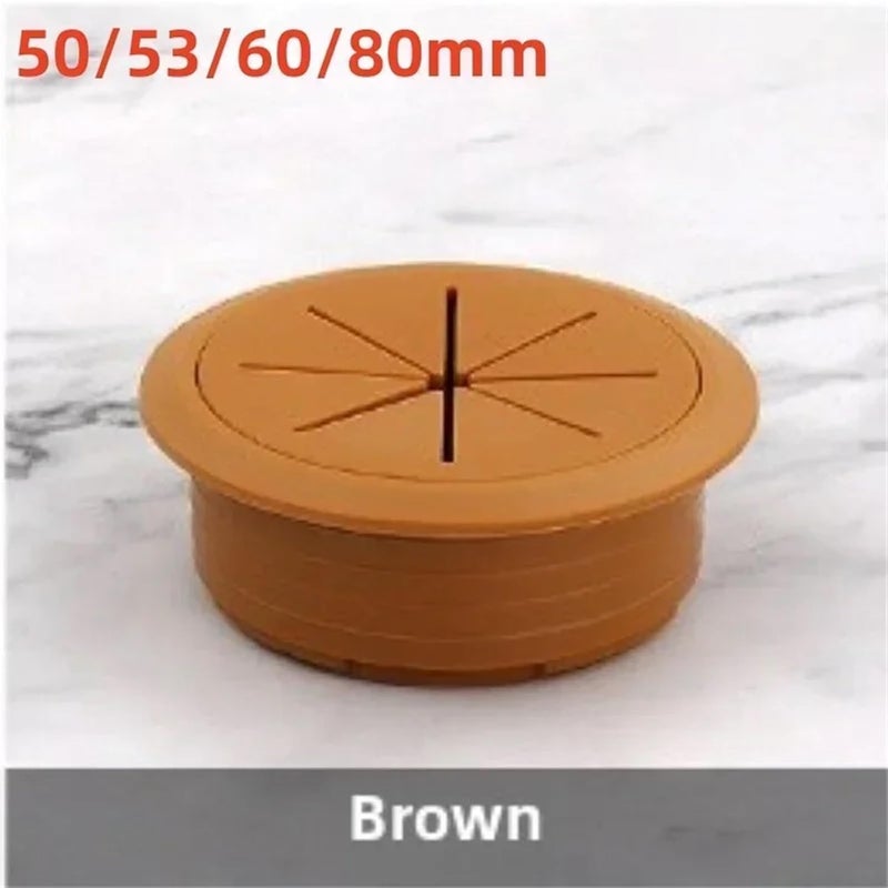 Brown 53mm Desk Grommet Cable Hole Cover ABS Plastic Round Wire Organizer For Computer Table - Image 3
