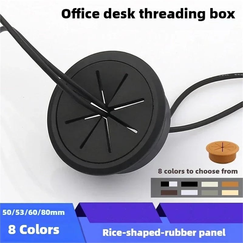 Brown 53mm Desk Grommet Cable Hole Cover ABS Plastic Round Wire Organizer For Computer Table - Image 5