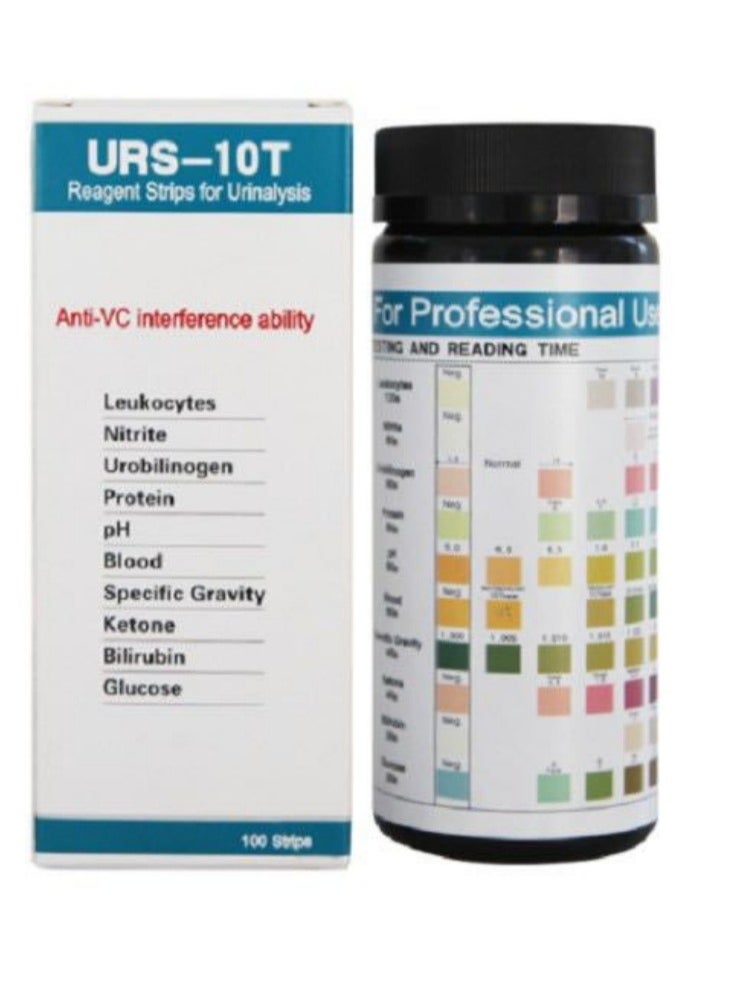 URs - URS-10T Reagent for Urinalysis 100 Pieces Contain Leukocytes Nitrite Urobilinogen Protein pH Blood Specific Gravity Ketone Bilirubin Glucose Test Analysis Urine Test Strips - Image 1