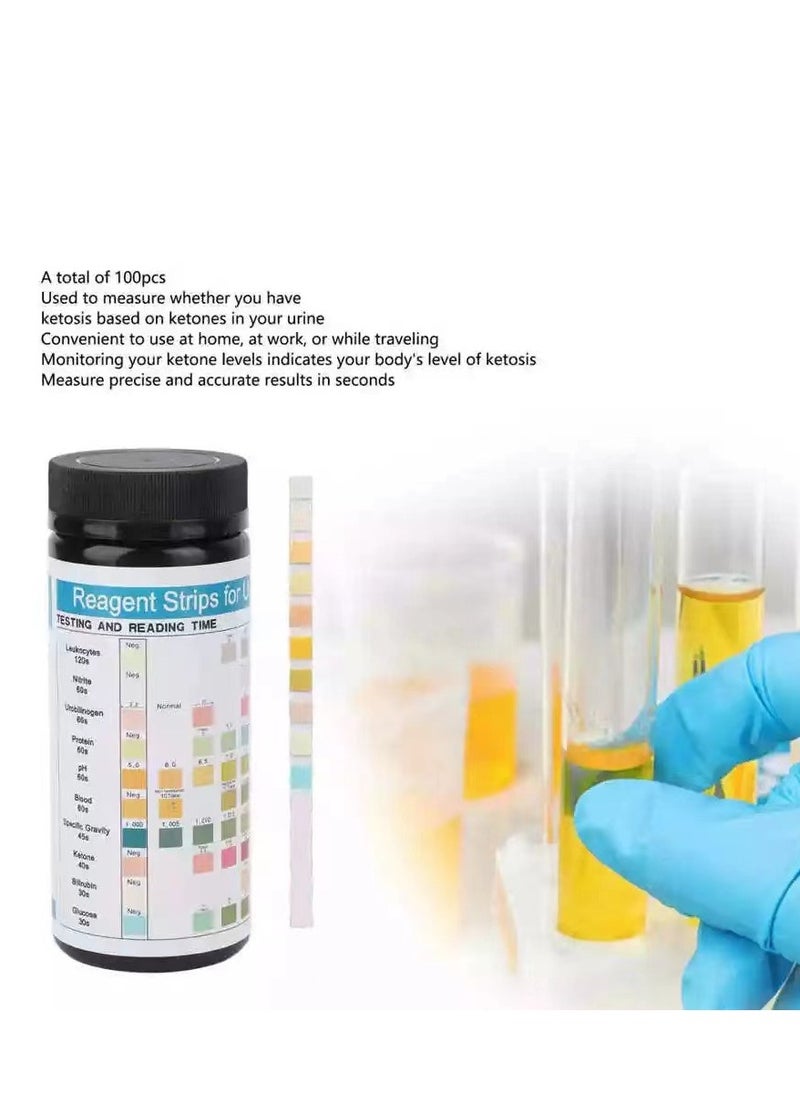 URs - URS-10T Reagent for Urinalysis 100 Pieces Contain Leukocytes Nitrite Urobilinogen Protein pH Blood Specific Gravity Ketone Bilirubin Glucose Test Analysis Urine Test Strips - Image 1