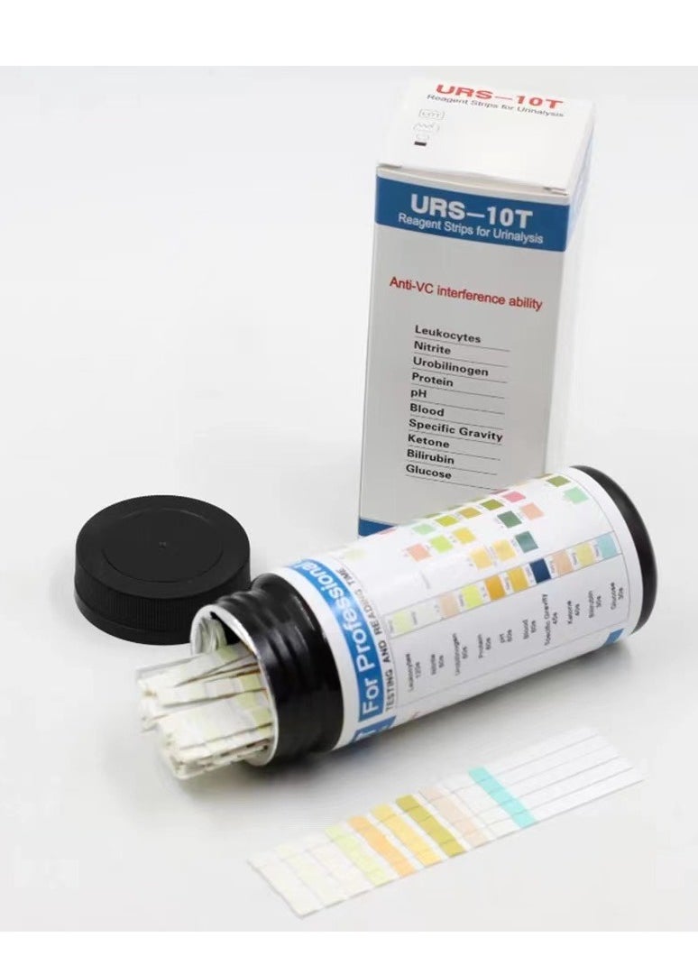 URs - URS-10T Reagent for Urinalysis 100 Pieces Contain Leukocytes Nitrite Urobilinogen Protein pH Blood Specific Gravity Ketone Bilirubin Glucose Test Analysis Urine Test Strips - Image 1