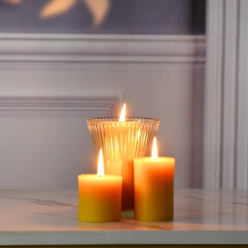 DEYBBY Natural Beeswax Pillar Candle, Smokeless Dripless Pure Beeswax Candle Set with Natural Scent for Room Decoration Prayer Party, Long Lasting Burn Time,1.89x3.86 inch (2 Pack),Brown Raw - Image 5