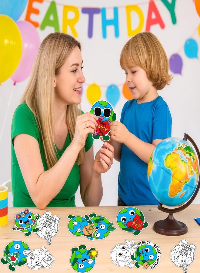 ANGOLIO Earth Day Coloring Arts Crafts Kits Fridge Magnets - 60P Happy Earth Day Gift Save Our Planet Color Your Own Refrigerator Magnets DIY Crafts for Kids Party Favors Home Classroom Activities - Image 4
