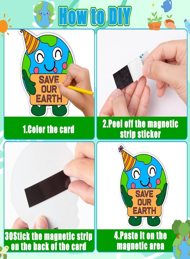 ANGOLIO Earth Day Coloring Arts Crafts Kits Fridge Magnets - 60P Happy Earth Day Gift Save Our Planet Color Your Own Refrigerator Magnets DIY Crafts for Kids Party Favors Home Classroom Activities - Image 3