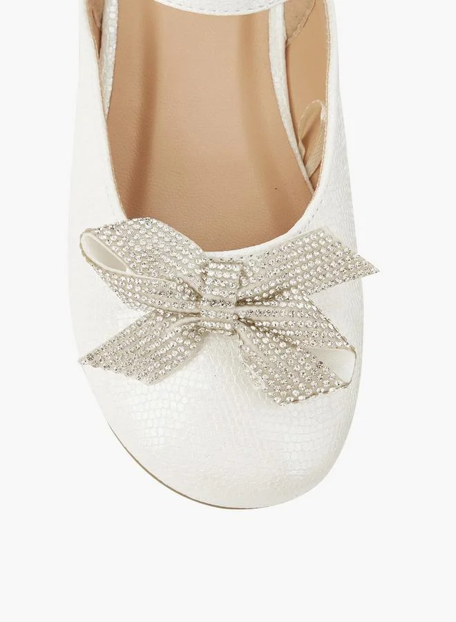 Celeste White Girls Embellished Bow Ballerina Shoes for Women | Best Price UAE