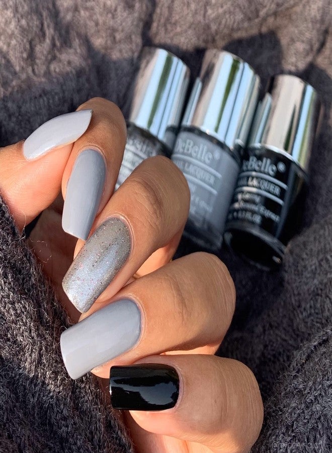 دي بيلي مجموعة طلاء أظافر جل من ديبيلي مكونة من 3 ألوان: سموكي سكيتلز - سومبر جراي (رمادي)، سباركلينج داست (لامع)، لوكس نوار (أسود) 24 مل (8 مل لكل لون) - Image 1