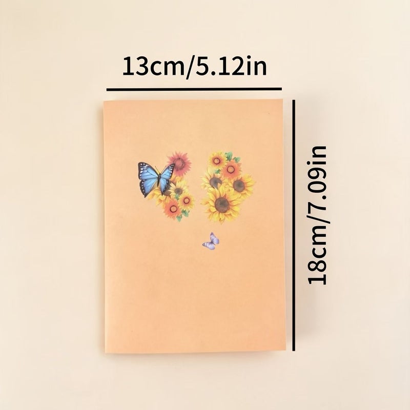 A Sunflower Heart Shaped 3D Pop Up Greeting Card With One Envelope One Small Card One Card Mat Birthday Butterfly Design For Girlfriend Couple Anniversary Friends Family - Image 2
