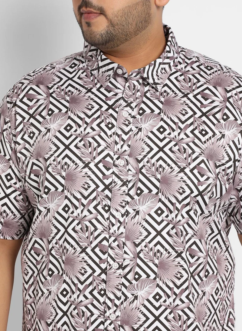 Instafab Plus Instafab Plus Geometric Foliage Shirt