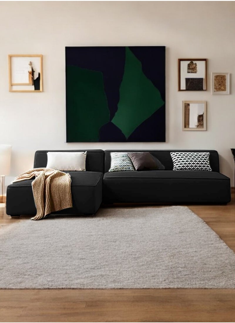 KARNAK Karnak Chelsea 3 Seater Luxury  L-Shape Velvet Sofa Color Black  - Image 3