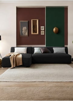 KARNAK Karnak Chelsea 3 Seater Luxury  L-Shape Velvet Sofa Color Black  - Image 1