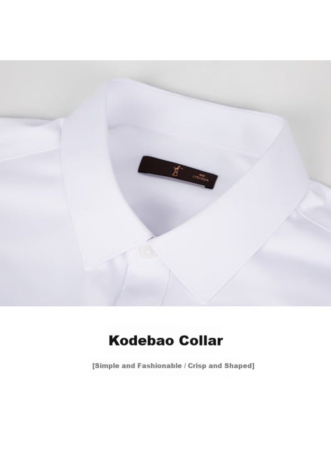 Tries Bamboo Fiber Antibacterial Men's Long Sleeve Stretch Business Casual Solid Color Shirt Top - Image 1
