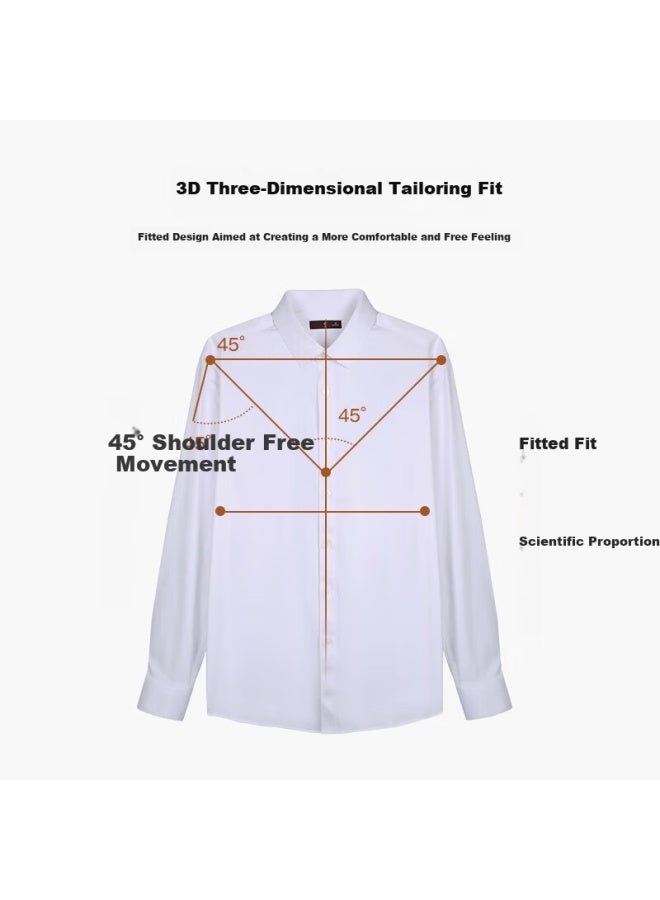 Tries Bamboo Fiber Antibacterial Men's Long Sleeve Stretch Business Casual Solid Color Shirt Top - Image 3
