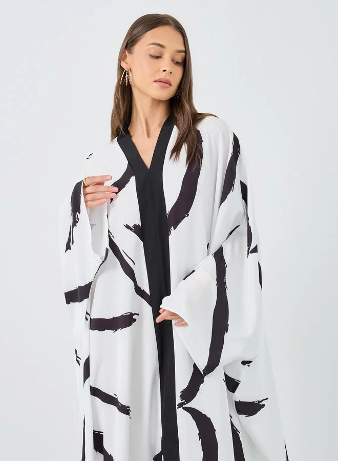 Amirah Amirah Batwing Sleeve Printed Jalabiya