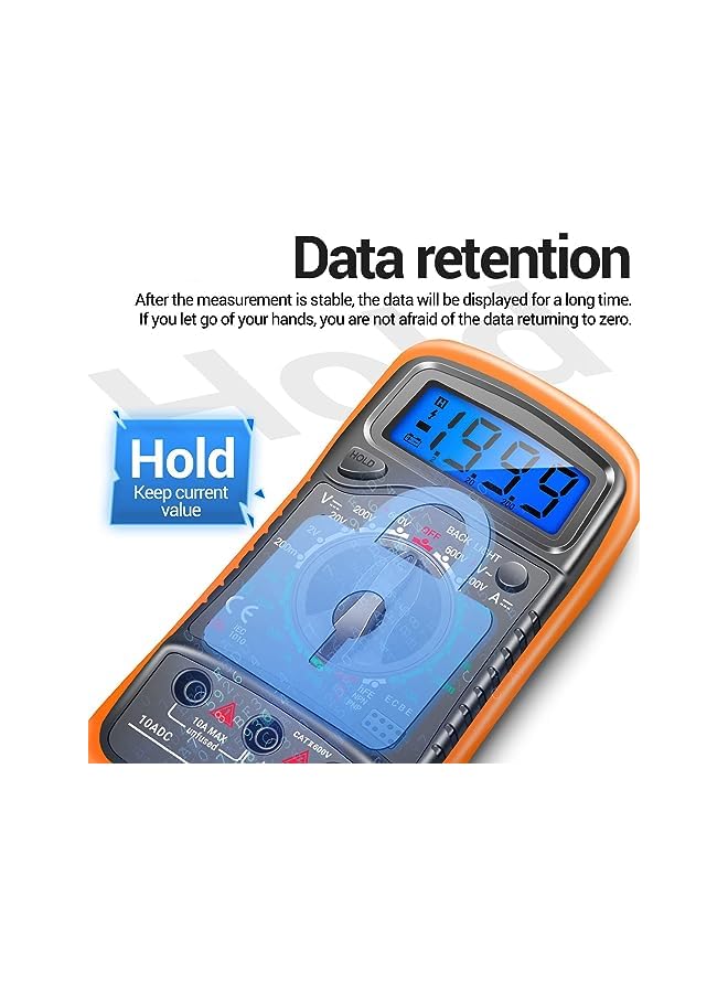 promass Digital Multimeter with Backlight LCD, Digital Portable Multimeter, Measure DC AC Voltmeter and Ohm Volt Amp Tester, Voltage, Current, Resistance, Continuity (with Tests Live Wire and Battery) - Image 5
