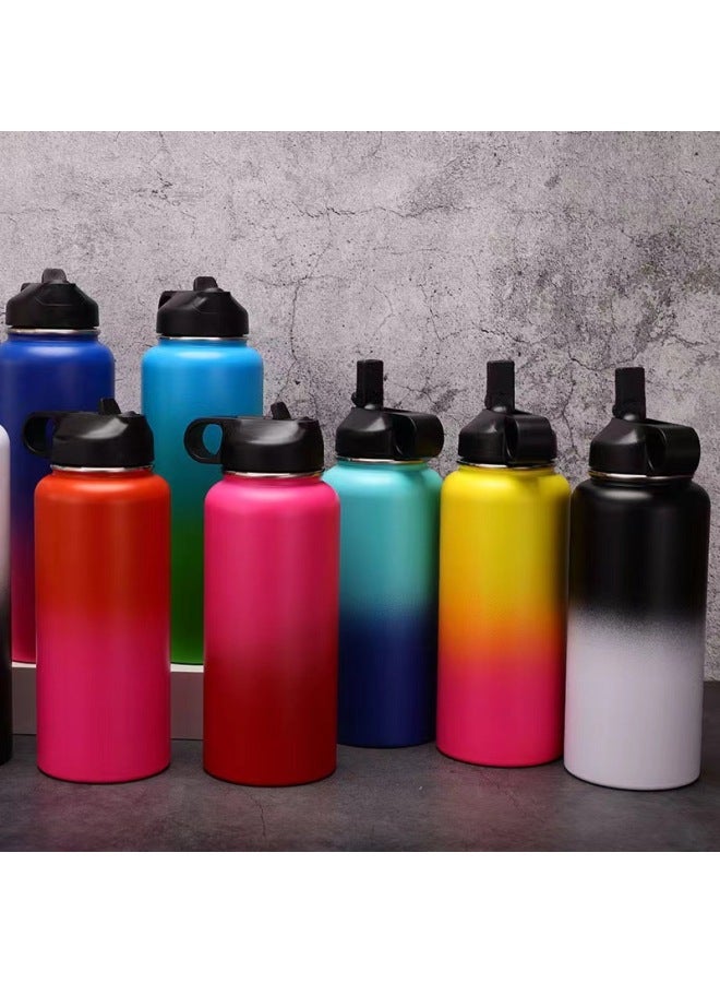 Two-color Gradient 304 Stainless Steel Insulated Cup Portable Mountaineering Sports Water Bottle Direct Drinking Portable Space Bottle Business Gift