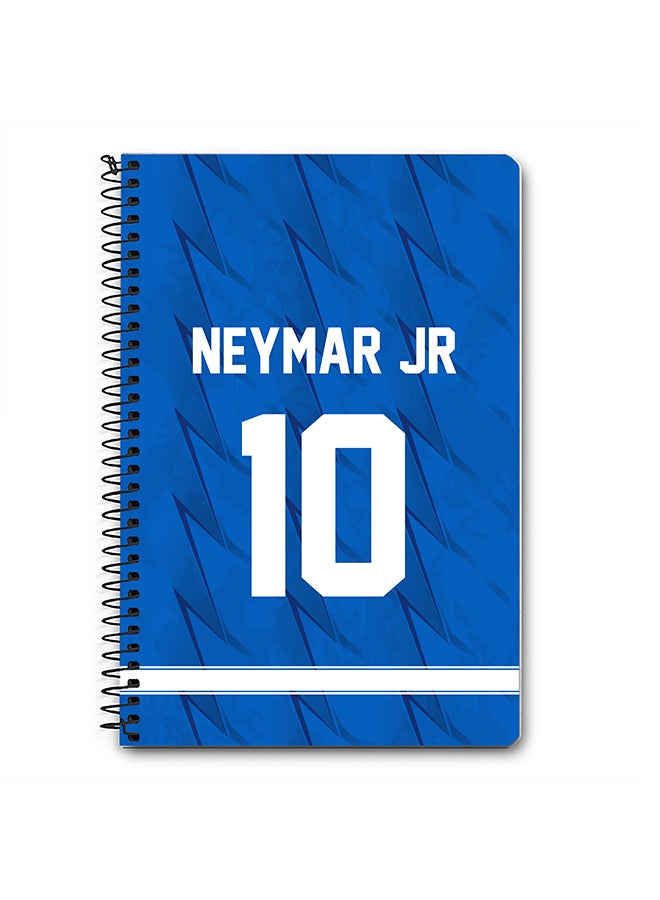 Stylizedd Designer A5 Spiral Notebook Memo Notepad Journal -  Football Player Name - Neymar Jr Jersey no 10 Design A - Image 1