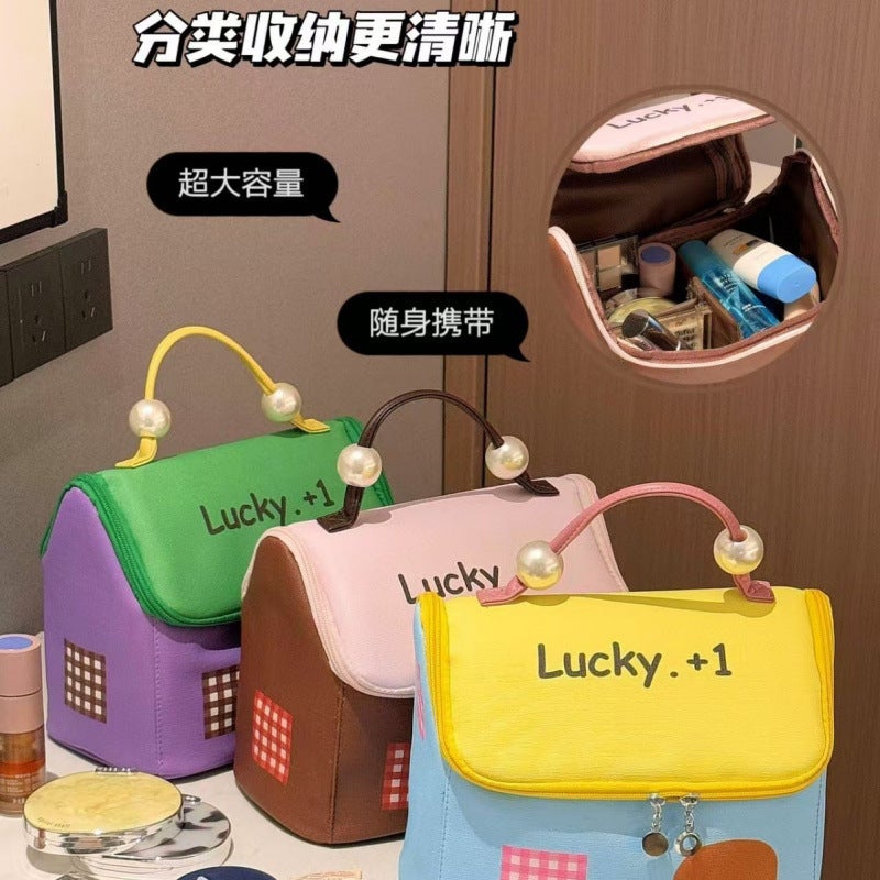 Dopamine House Cosmetic Bag Women'S Large Capacity Partition Portable Waterproof Travel Portable Storage Bag - Image 2
