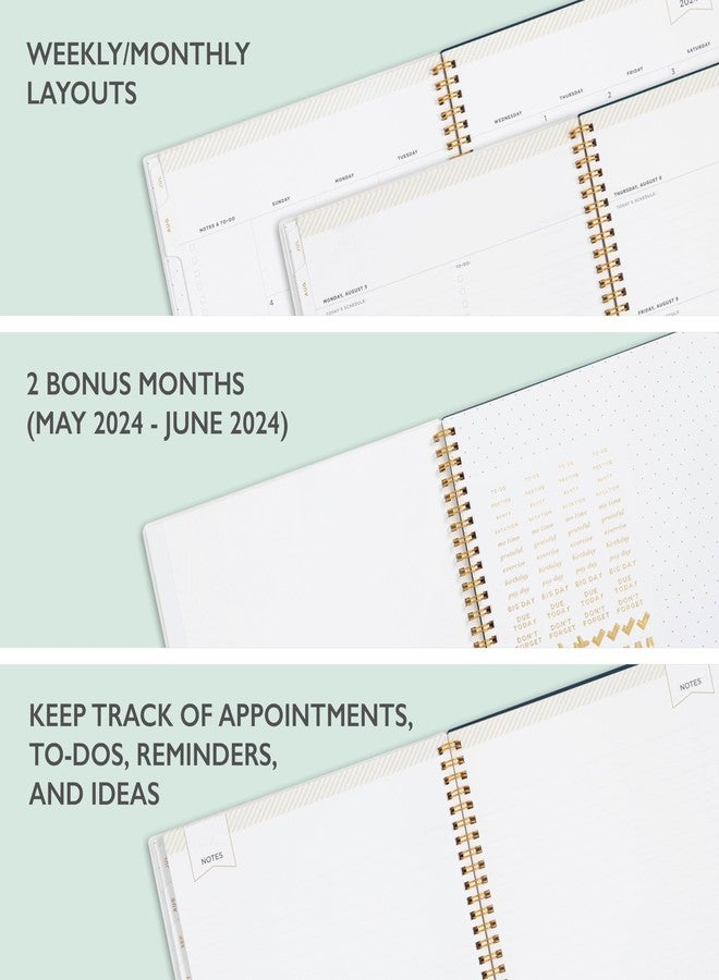 Blue Sky Day Designer for 2024-2025 Academic Year Weekly and Monthly Planner, 8.5" x 11", Flexible Cover, Wirebound, Peyton Navy (107924-A25) - Image 3