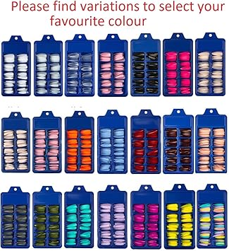 AMNI 100 x Natural Look False Nail Tips 10 Sizes Matte Full Cover Long StilettoPointy Fake Nails Art Manicure Coffin Hight Quality French Nail UK MULTI ORANGE - Image 3