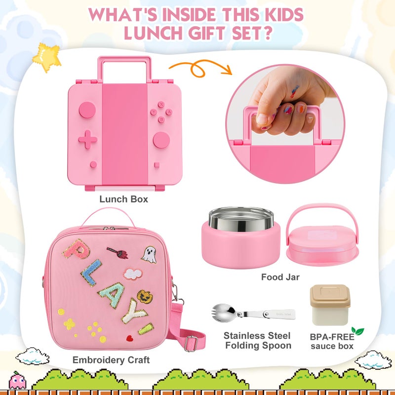 Zenvory Game Lunch Box for Kids with Thermo 9oz Wide Mouth Stainless Food Jar and Insulated Lunch Bag Leakproof Lunch Box Set for Travel School - Image 2