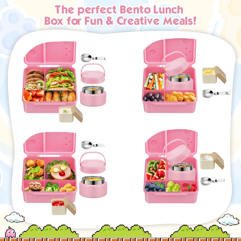 Zenvory Game Lunch Box for Kids with Thermo 9oz Wide Mouth Stainless Food Jar and Insulated Lunch Bag Leakproof Lunch Box Set for Travel School - Image 5