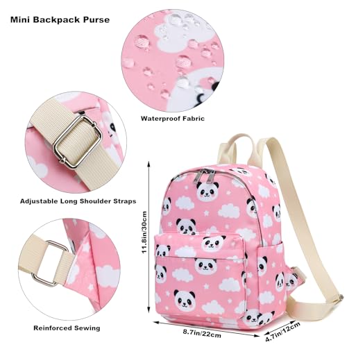 Yusudan Panda Mini Backpack for Women Girls, Small Backpack Purse for Teens Kids School Travel (Pink) - Image 4